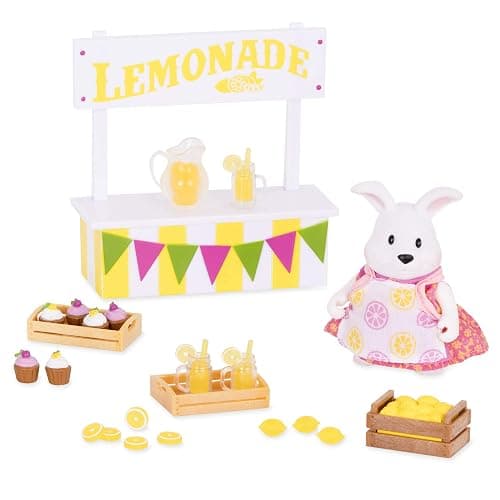 Li'l Woodzeez – Lemonade Stand Playset with Rabbit Figurine, 25 Pieces Toy Set Includes Play Food & Miniature Accessories, Imaginative Role Play Fun for Creative 3+ Years - Image 1