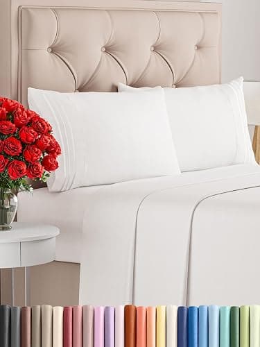 Queen Size 4 Piece Sheet Set - Comfy Breathable & Cooling Bed Sheets Set - Hotel Luxury Bedding for Women, Men, Kids, Teens, Boys & Girls - Deep Pockets, Soft, Wrinkle Free - Oeko-Tex - Antique White - Image 1
