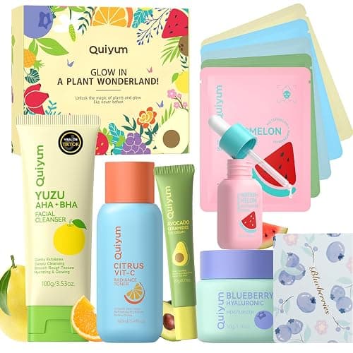 QUIYUM Fruit Skin Care Sets, Routine Skincare with Facial Mask, Beauty Skincare for Women, Facial Care, Hydration, Moisturizing, Oil Control, Glow Up, Teen Girl Gifts Trendy Stuff, Spa-Like at Home - Image 1
