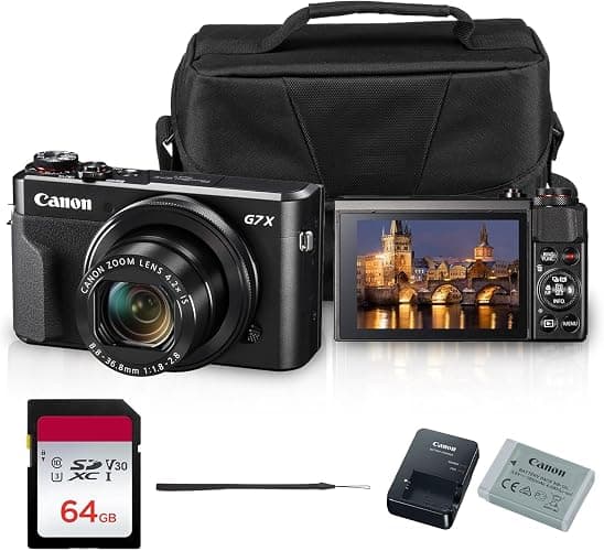 Canon PowerShot G7 X Mark II Digital Camera (Black) 20.1MP 1-Inch CMOS Sensor, DIGIC 7, 4.2X Optical Zoom Lens | Full HD 1080p Video, Wi-Fi, Tilting Touchscreen with Bag and 64GB Card - Image 1