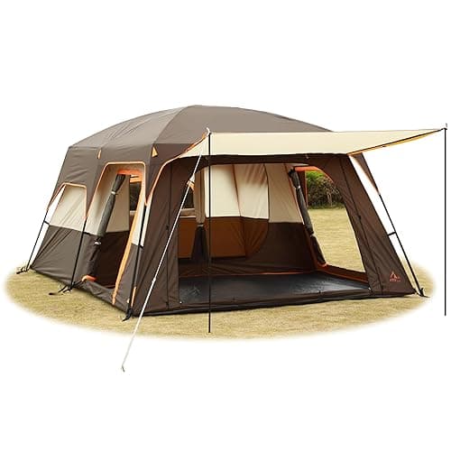 KTT Extra Large Tent 6-10-12-14 Person(B),Family Cabin Tents,2 Rooms,3 Doors and 3 Windows with Mesh,Straight Wall,Waterproof,Double Layer,Big Tent for Outdoor,Picnic,Camping,Family Gathering - Image 1