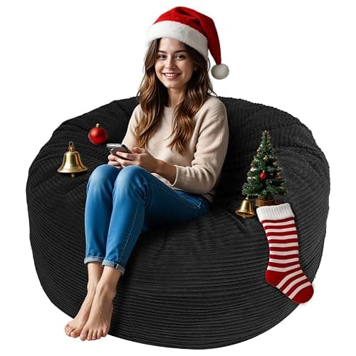 Bean Bag Chair for Adults, 3FT High-Rebound Memory Foam Bean Bag Sofa with Removable Cover, Oversized Bean Bag Couch for Gaming, Reading and Relaxation, Black - Image 1