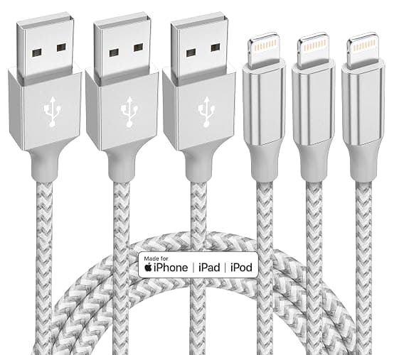 iPhone Charger 3 Pack 10 ft Apple MFi Certified Lightning Nylon Braided Cable Fast Charging Cord Compatible with iPhone 13 12 11 Pro Max XR XS X 8 7 6 Plus SE iPad and More - Image 1