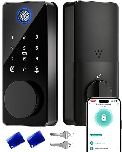 IBLOG Smart Deadbolt Lock, Fingerprint Keyless Entry Door Lock App Control, Electronic Touchscreen Keypad, Auto Locking, IP54 Weatherproof, Easy Install Digital Deadbolt for Front Door - Image 1