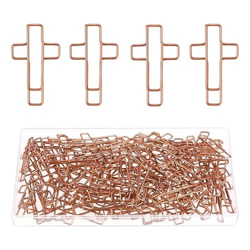 Yuntop 100 Pack Cross Paper Clips, 1.34 x 0.8 Inches, Rose Gold, Stainless Steel, Bible Paper Clips, Bookmarks - Image 1