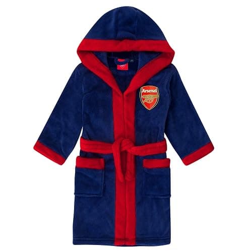 Arsenal FC Boys Dressing Gown Robe Hooded Fleece Kids OFFICIAL Football Gift - Image 1