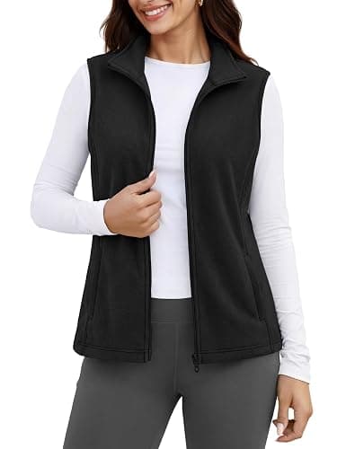 MAGCOMSEN Women's Fleece Vest Outerwear Sleeveless Lightweight Zip Jackets Warm Soft Vests with Zipper Pockets - Image 1