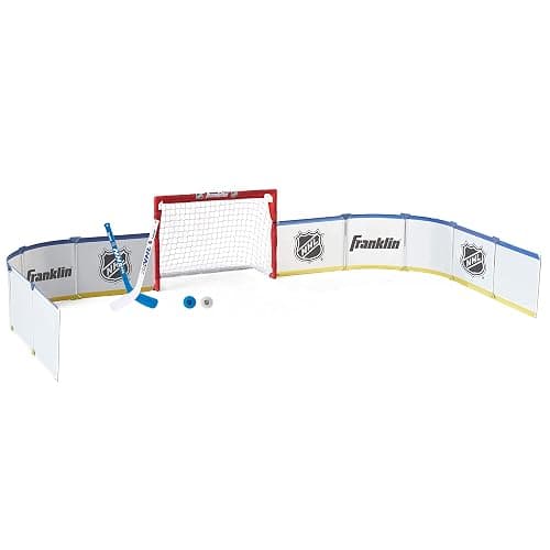 Franklin Sports Mini Hockey Rink Set - Half Rink Knee Hockey Goal, Mini Sticks, and Ball Set - Indoor Mini Hockey Rink - Official NHL Licensed White - Image 1