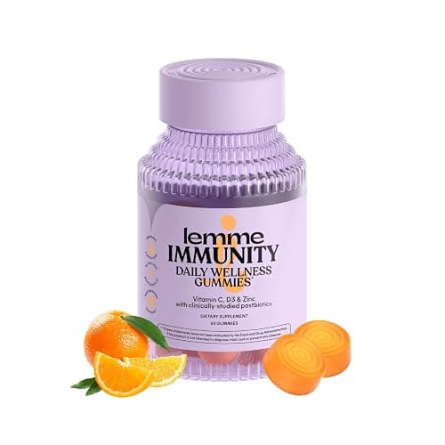 Lemme Immunity Postbiotic Gummies with Vitamin C, Vitamin D (2000 IU), Zinc, 10 Billion Postbiotic Cells, Astragalus for Immune Support - Vegetarian, Gluten Free, Sweet Orange (60 Count) - Image 1