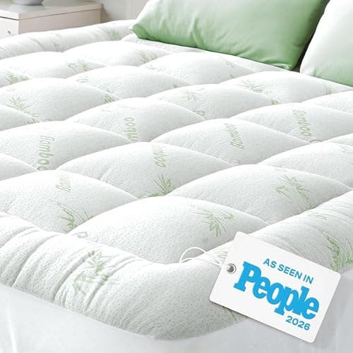 Ultra Soft Full Size Mattress Topper - Viscose Made from Bamboo Pillow Top Mattress Pad for Back Pain Relief - Naturally Cooling for Hot Sleepers, Sage - Image 1