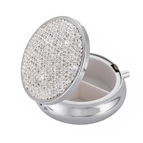EveryBling Medicine Organizer Box Pocket Pharmacy Bling Travel Pill Case Box for Purse Mini Pill Holder Organizer Small Pill Container for Vitamin(Silver) - Image 1