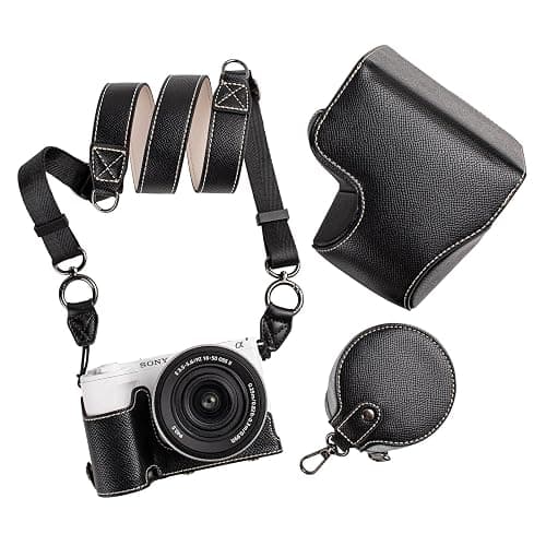 MUZIRI KINOKOO Camera Case for Sony ZV-E10 II, PU Leather Protective Case for Sony Alpha ZV-E10 II/ZVE10 II Camera with 16-50mm Lens - Removable Case with Shoulder Strap & Storage Pocket - Black - Image 1