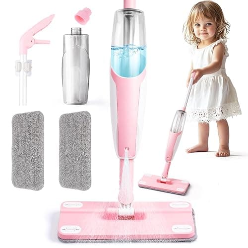 Pink Mini Spray Mop for Toddler-Girls Montessori Cleaning Toy That Real Spray Water,Pretend Playhouse Essentials for Girls Ages 3-8,Toddler Educational Housekeeping Set - Image 1