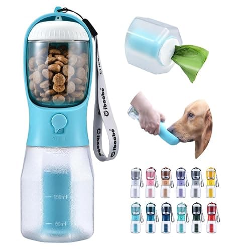 Cibaabo Dog Water Bottle with Food Container & Poop Bag Holder, Travel Water Bowl, Portable Pet Dispenser, Dog Gifts Stuff Accessories Items, Puppy Essentials for Yorkie Chihuahua Walking Hiking - Image 1