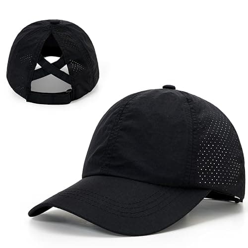 Girls Criss Cross Ponytail Baseball Cap Adjustable Ponycap Quick Dry Toddler Trucker Hat Girls Hats for Kids Ages 4-8 - Image 1