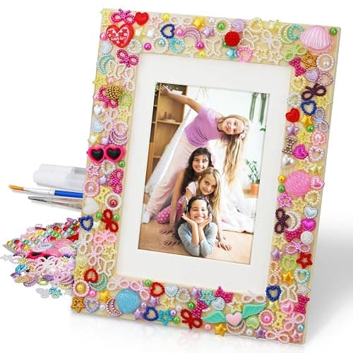 LEJITEKK DIY Picture Frame Craft Kit for Kids - Crafts for Girls 8-12, Tween Girls Gifts 10-12, Mosaic Kids Arts and Crafts Ages 6-8 - Image 1