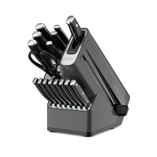 Ninja K32017 Foodi NeverDull Premium Knife System, 17 Piece Knife Block Set with Built-in Sharpener, German Stainless Steel Knives, Black - Image 1
