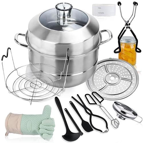 Canning Pot-Canning supplies starter kit, Stainless Steel Canning Tool Kit, Water bath canner with rack for canning - Image 1