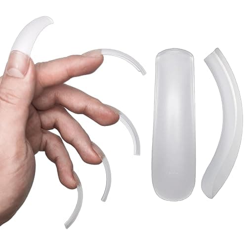 NOVO OVO Curved Nail Tips Press on Full Cover, Extra Curve Square Gel x Thick Long XL XXL Acrylic Fake Nails Extension kit, Clear Pre-etched Soft French False Nail 12 Sizes 240pc (QUEEN SQUARE PRO) - XXL QUEEN SQUARE PRO - Image 1