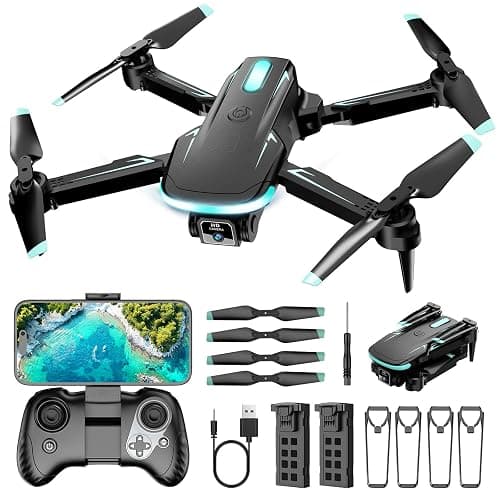 Drone with Camera 1080P HD, FPV Foldable Mini Drone for Beginners Kids Adults Boys Girls, with 2 recharging Batteries, Carrying Case, One Key Start, Stable Hover, Trajectory Flight, Toys Gifts (Black) - Image 1