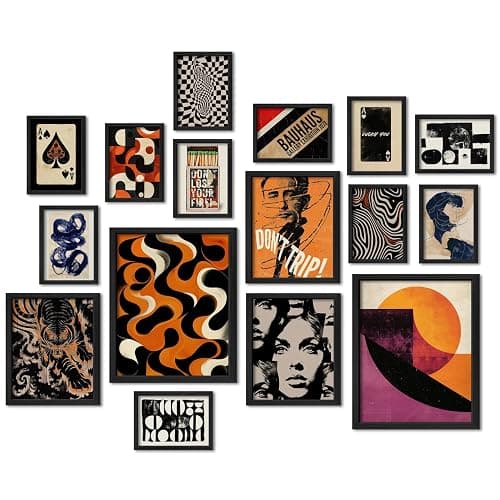ANERZA 16 PCS Retro 70s Wall Art Decor, Eclectic Vintage Gallery Wall Prints for Bedroom, Abstract Minimalist Posters for Living Room Aesthetic, Collage Kit Pictures, 60s 80s 90s Dorm Home Decor - Image 1