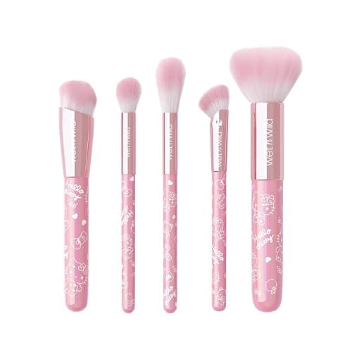 wet n wild Hello Kitty 5-Piece Makeup Brush Set, Buildable & Blendable Multifunctional Seamless Application, Cruelty-Free & Vegan Feathery Soft Bristles - Image 1