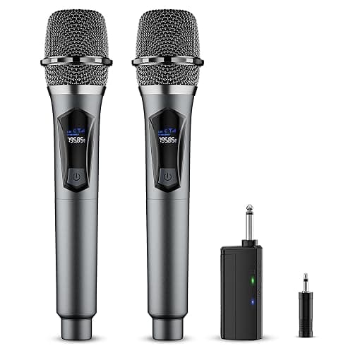 Wireless Microphone,Professional Dual Handheld Cordless Dynamic Mic System with Rechargeable Receiver,Karaoke Microphone Set for Singing, Karaoke, Wedding, DJ, Party, Speech,Church,Class Use,PA System - Image 1