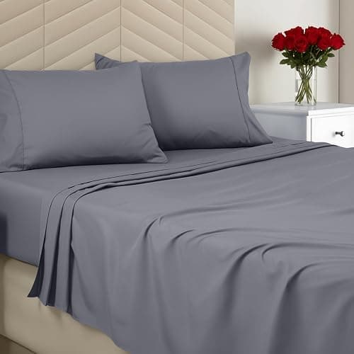 Utopia Bedding Queen Sheet Set – Brushed Microfiber – Ultra Soft Bed Sheets for Queen Size Bed Set – Deep Pocket, Wrinkle & Fade Resistant – Includes 1 Fitted, 1 Flat, 2 Pillowcases (Grey) - Image 1