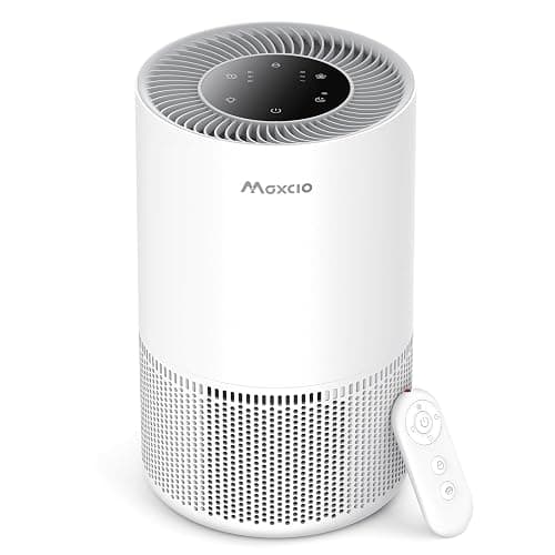 Maxcio Air Purifier for Home Bedroom, 3-in-1 Filter Air Cleaners with Fragrance Sponge for Allergies Pets Hair, Remove Dust Smoke Pollutants Odor, Sleep Mode, Night Light, Timer, 23dB Quiet, White - Image 1