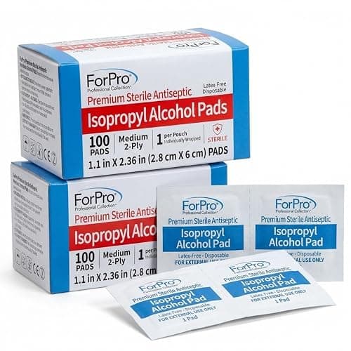 ForPro Alcohol Prep Pads, 200-Count Sterile Alcohol Wipes Individually Wrapped, 70% Isopropyl, Medium 2-Ply Medical Grade Antiseptic Pads, Latex-Free, First Aid & Injection Prep, Gamma Sterilized - Image 1