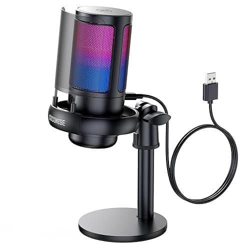 Gaming Microphone for PC: USB Mic for Podcasts Videos & Streaming - Condenser Mic with Quick Mute & Pop Filter - RGB Microphone Gift for Gamer boys - Compatible with PS4/5 & Computer & Laptop - Image 1