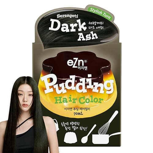 eZn Pudding Hair Dye Ammonia Free Semi-Permanent Self Hair Dye DIY Kit included contain Keratin Made in Korea Beauty (Dark Ash) - Image 1