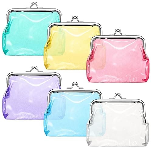 Truzoig 6 Pack Clear Coin Purse Small Clear Wallet with Kiss Lock, Transparent Small Change Purse Kiss Lock Bag, Plastic PVC Coin Pouch for Women - Image 1