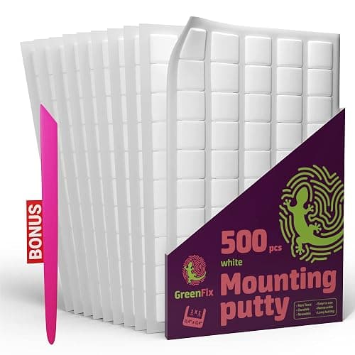 GreenFix Sticky Mounting Putty 500PCs - White Sticky Tack for Wall Hanging - Poster Putty Removable - Adhesive Mounting Putty Squares for Picture Hanging Crafts - Tacky Putty Wall Adhesive - Image 1