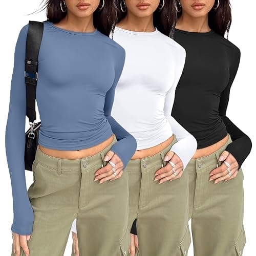 AUTOMET 3 Pack Womens Long Sleeve T Shirts Fall Fashion Basic Going Out Crop Tops Slim Fitted Winter Clothes 2025 - Image 1