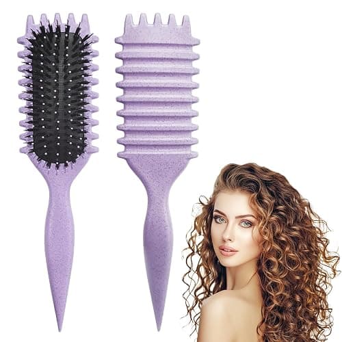 Curly Hair Brush, Curl Defining Brushes, Styling Brush for Curly Hair, Shaping and Defining Curls Brushes for Women (Purple) - Image 1