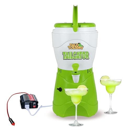 Nostalgia Taco Tuesday Tailgator Margarita Machine - Blender for Smoothies, Margaritas, Daiquiris, and Slushies - White/Lime Green - 128-Ounce - 10" D x 12" W x 9" H - Taco Tuesday Tailgator - Image 1