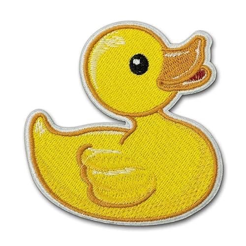 (3 Inches) Yellow Duck Embroidered Sew On Iron On Patch, Ducky Applique Iron On Patch, Funny Duck Embroidered Patch, DIY Accessories for Hats Bags Clothes Jacket Jeans Backpacks - Image 1