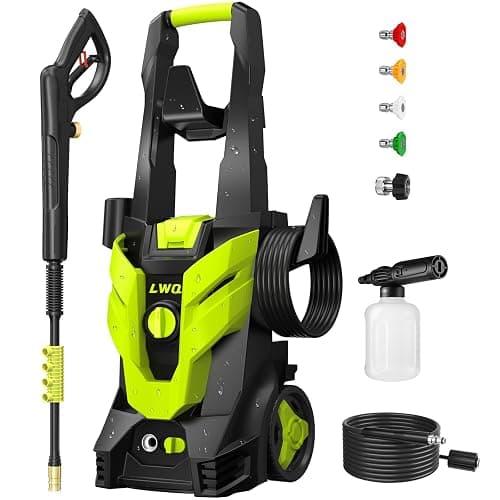 Electric Pressure Washer, 2.5 GPM Power Washer with 4 Quick Connect Nozzles, High Pressure Cleaning Machine with Foam Cannon for Cars/Fences/Driveways/Patios/Home Cleaning (Green) - Green - Image 1