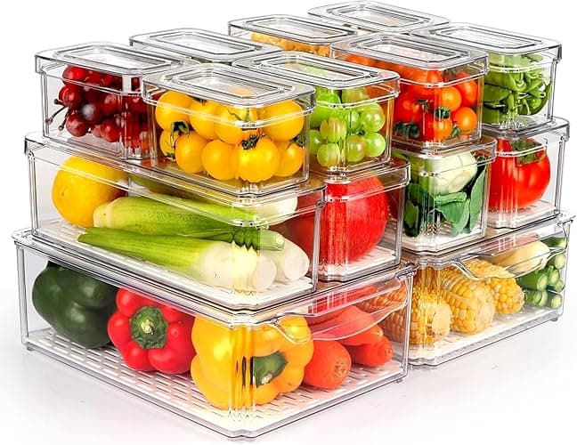 IVODEELA 14 Pack Fridge Organisers with Lids - Image 1