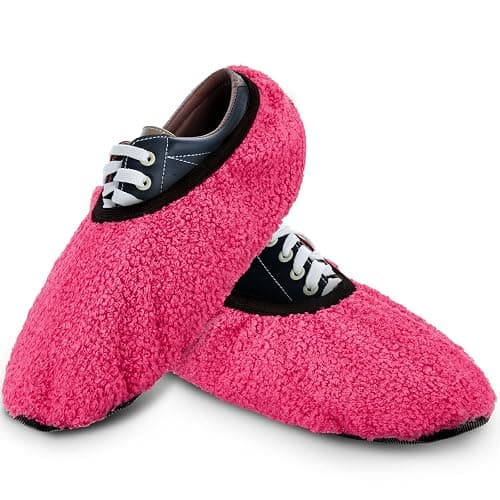 Zhanmai Pink Fuzzy Bowling Shoes Covers Women's Reusable Non Slip Bowling Shoes Protector Washable Boot Cover Soft Foot Covers for Bowling, Household, Office, Laboratory, Size 7-8.5 - Image 1