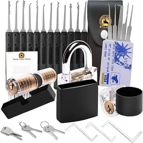 BI CLHS Waterproof Door Knockers Lock Kit with Keys Pick for Shed, Gate Set,Padlock Lock Set with Keys Outdoor Solid Brass Keyed School Gym Locker, Fence, Toolbox, Hasp Storage Picking KUT01 (Brass-1) - Image 1