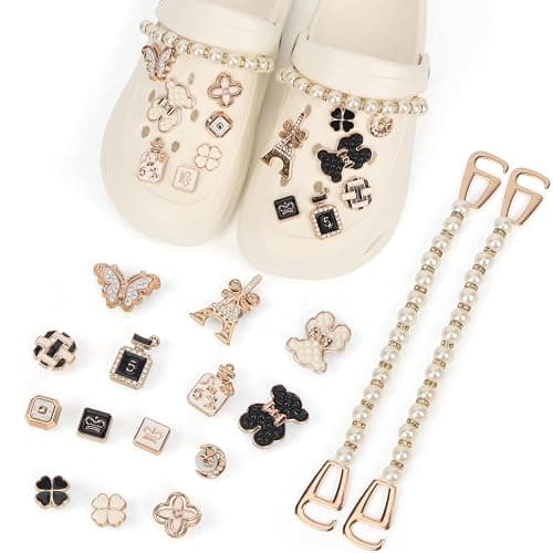 OWill 16PCS Metal Shoe Charms, Crystal Rhinestone Chain Charms for Shoes with Holes or Clogs, Shoe Decoration Charms DIY Charms Accessories for Women Girls Birthday Party Gifts - Image 1