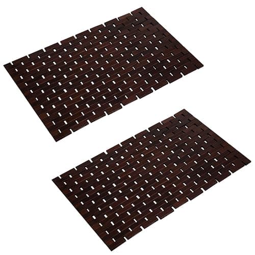 Fovlaurs Bath Mat Bathroom Runner Long Large Rugs Floor Wood Shower Bathtub Waterproof Non Slip Accessories 16x34 Inch Easy to Clean, Natural, 1 pc - Image 1