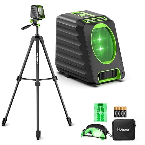 Laser Level with 60in Tripod Self Leveling, Huepar 150Ft / 150° Lazer Leveler Tool Outdoor Use(Pulse Mode-197Ft), Switchable Green Cross Line for Picture Hanging, Tile, DIY/Construction Project - BOX-1GTA Green Laser Level - Image 1