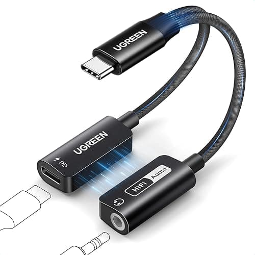 UGREEN Magnetic USB C to 3.5mm Audio Adapter and Charger 2 in 1 Hi-Res 32bit/384kHz Aux to USB C with PD 60W Fast Charging Dongle Cable for iPhone 17 Pro Max, Switch 2, Galaxy S25Ultra, iPad Pro - Image 1