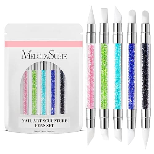 MelodySusie 5 Pcs Nail Art Sculpture Pen Acrylic Dual Tipped Brushes for Resin Nail Art Tools for Design Nail Foil Carving Drawing Effect Shaping Drawing Nail Tools for Home Salon - Image 1