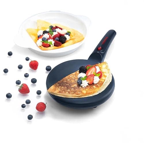Gourmia 8” Crepe Maker – Nonstick Ceramic Electric Griddle for Crepes, Tortillas & Omelets, Automatic Batter Dipping, Compact & Lightweight, Quick Heat-Up, Includes Batter Plate, Easy Cleanup - Image 1