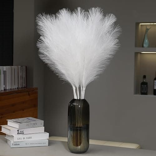 Wertuirk 9 Stems White Faux Pampas Grass - 38 Inch Tall Artificial Pompous Grass Decor, Large Fake Pompas Floral for Vase Filler, Wedding Centerpieces, Party, Christmas and Home Decor (White) - Image 1
