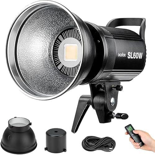 Godox SL60W LED Video Light, 60W 5600K Daylight LED Continuous Light SL-60W, Powerful Studio Bright Light with Bowens Mount 10-100% Brightness for Video Recording Wedding - Image 1
